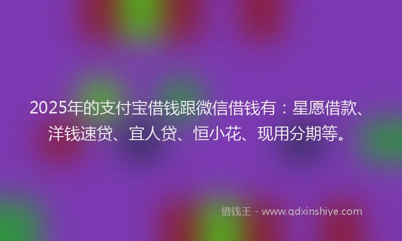 2025年的支付宝借钱跟微信借钱有：星愿借款、洋钱速贷、宜人贷、恒小花、现用分期等。
