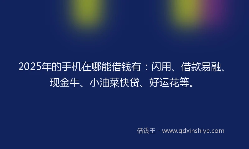 2025年的手机在哪能借钱有：闪用、借款易融、现金牛、小油菜快贷、好运花等。
