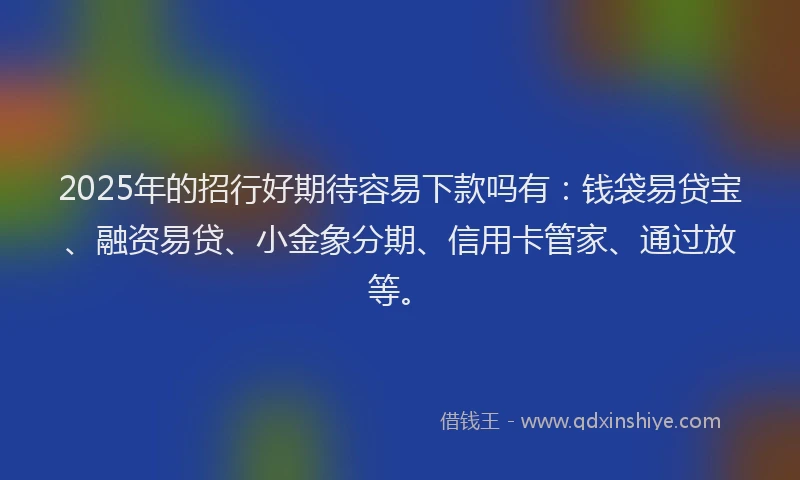 2025年的招行好期待容易下款吗有：钱袋易贷宝、融资易贷、小金象分期、信用卡管家、通过放等。