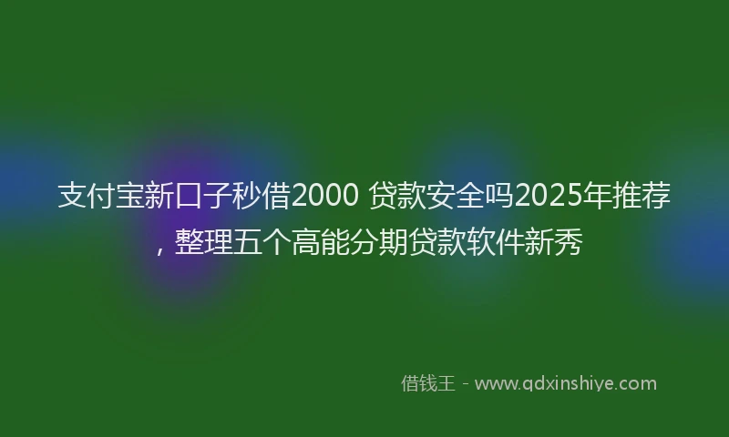 支付宝新口子秒借2000 贷款安全吗2025年推荐，整理五个高能分期贷款软件新秀