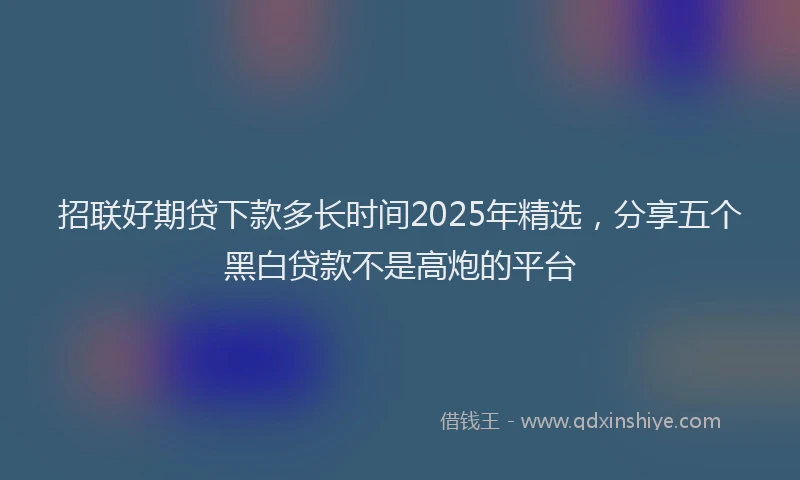 招联好期贷下款多长时间2025年精选，分享五个黑白贷款不是高炮的平台