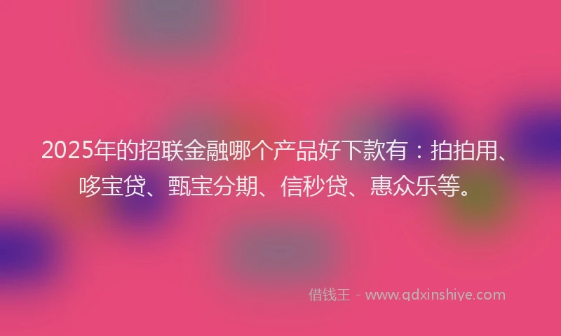 2025年的招联金融哪个产品好下款有：拍拍用、哆宝贷、甄宝分期、信秒贷、惠众乐等。