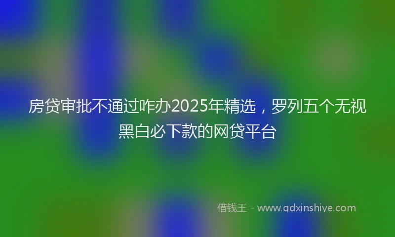 房贷审批不通过咋办2025年精选，罗列五个无视黑白必下款的网贷平台