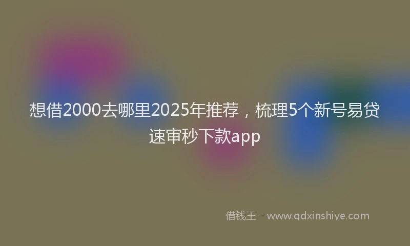 想借2000去哪里2025年推荐，梳理5个新号易贷速审秒下款app