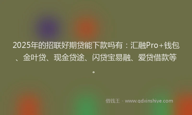 2025年的招联好期贷能下款吗有：汇融Pro+钱包、金叶贷、现金贷途、闪贷宝易融、爱贷借款等。