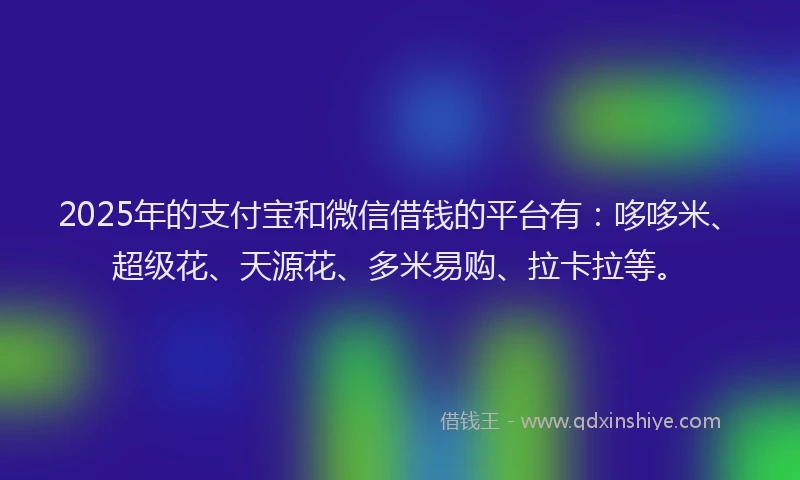 2025年的支付宝和微信借钱的平台有：哆哆米、超级花、天源花、多米易购、拉卡拉等。