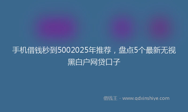 手机借钱秒到5002025年推荐，盘点5个最新无视黑白户网贷口子