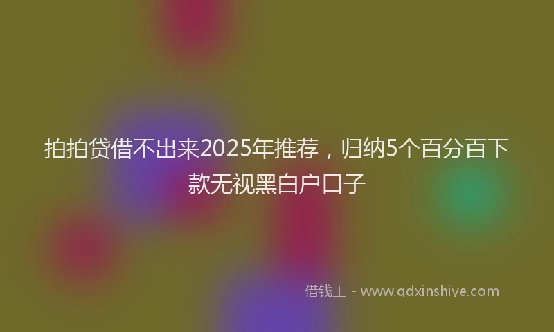 拍拍贷借不出来2025年推荐，归纳5个百分百下款无视黑白户口子