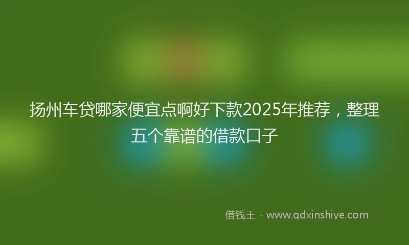 扬州车贷哪家便宜点啊好下款2025年推荐，整理五个靠谱的借款口子