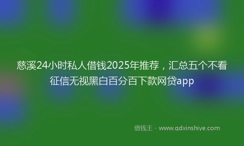 慈溪24小时私人借钱2025年推荐，汇总五个不看征信无视黑白百分百下款网贷app