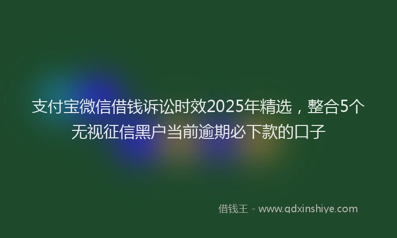 支付宝微信借钱诉讼时效2025年精选，整合5个无视征信黑户当前逾期必下款的口子