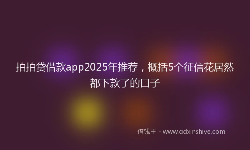 拍拍贷借款app2025年推荐，概括5个征信花居然都下款了的口子