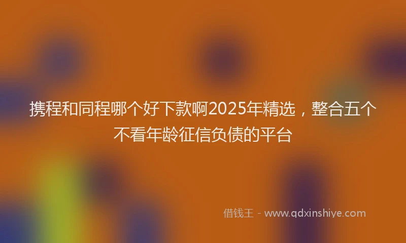 携程和同程哪个好下款啊2025年精选，整合五个不看年龄征信负债的平台