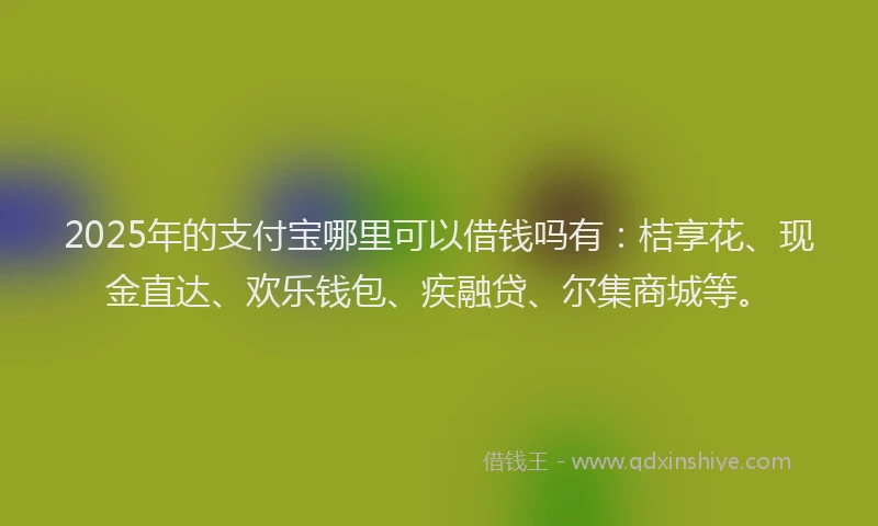 2025年的支付宝哪里可以借钱吗有：桔享花、现金直达、欢乐钱包、疾融贷、尔集商城等。