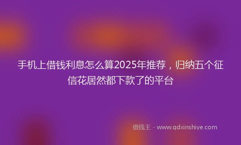 手机上借钱利息怎么算2025年推荐，归纳五个征信花居然都下款了的平台