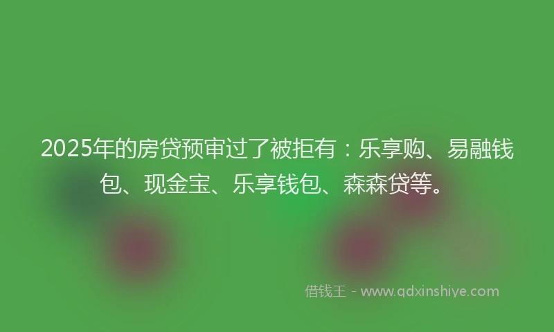 2025年的房贷预审过了被拒有：乐享购、易融钱包、现金宝、乐享钱包、森森贷等。