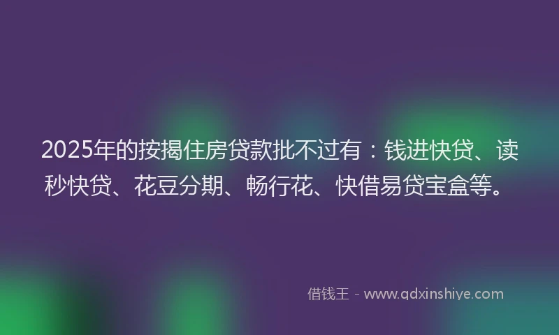 2025年的按揭住房贷款批不过有：钱进快贷、读秒快贷、花豆分期、畅行花、快借易贷宝盒等。