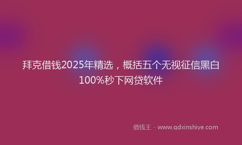 拜克借钱2025年精选，概括五个无视征信黑白100%秒下网贷软件