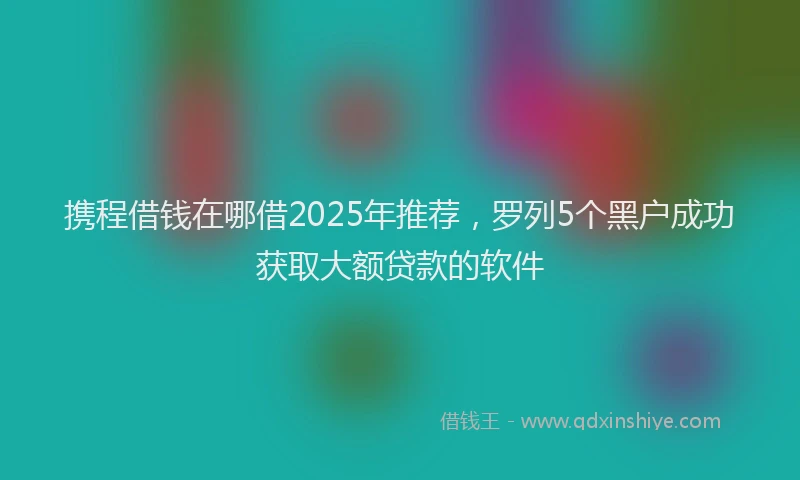 携程借钱在哪借2025年推荐，罗列5个黑户成功获取大额贷款的软件