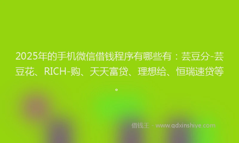 2025年的手机微信借钱程序有哪些有：芸豆分-芸豆花、RICH-购、天天富贷、理想给、恒瑞速贷等。