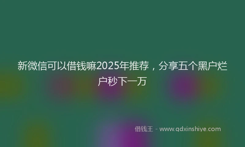 新微信可以借钱嘛2025年推荐，分享五个黑户烂户秒下一万