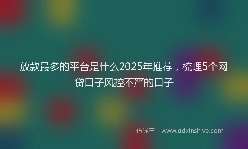 放款最多的平台是什么2025年推荐，梳理5个网贷口子风控不严的口子