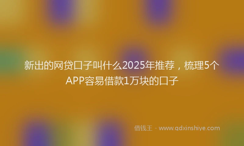 新出的网贷口子叫什么2025年推荐，梳理5个APP容易借款1万块的口子