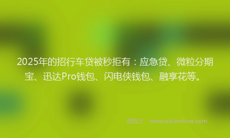2025年的招行车贷被秒拒有：应急贷、微粒分期宝、迅达Pro钱包、闪电侠钱包、融享花等。