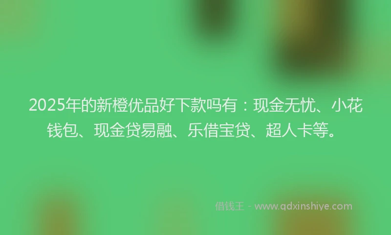 2025年的新橙优品好下款吗有：现金无忧、小花钱包、现金贷易融、乐借宝贷、超人卡等。
