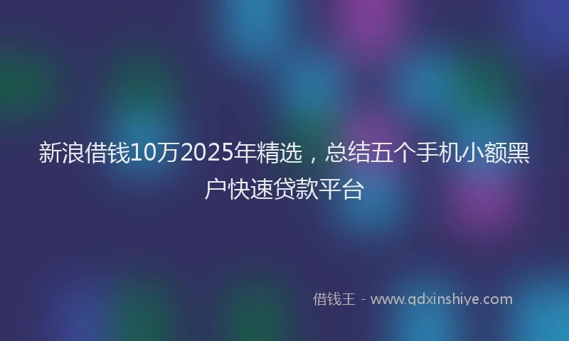 新浪借钱10万2025年精选，总结五个手机小额黑户快速贷款平台