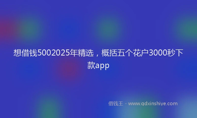 想借钱5002025年精选，概括五个花户3000秒下款app