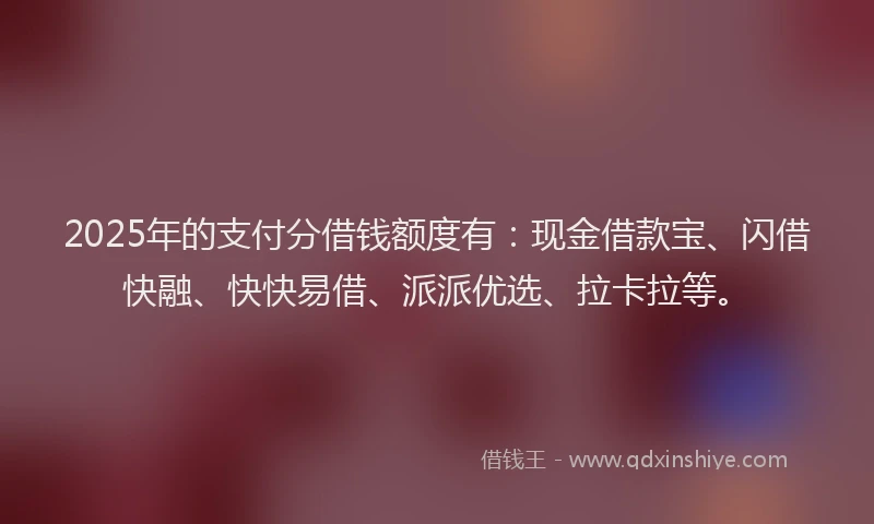 2025年的支付分借钱额度有：现金借款宝、闪借快融、快快易借、派派优选、拉卡拉等。
