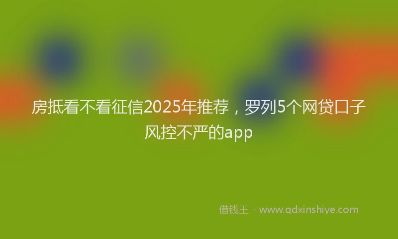 房抵看不看征信2025年推荐，罗列5个网贷口子风控不严的app