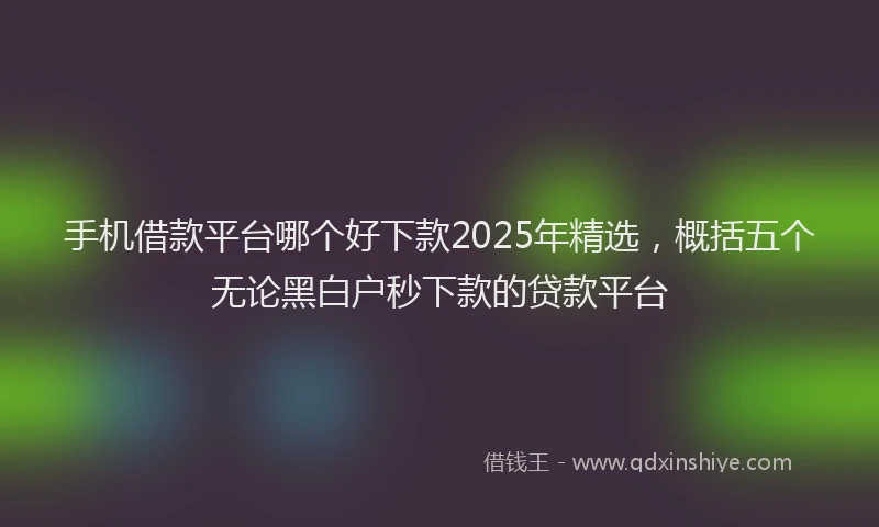 手机借款平台哪个好下款2025年精选，概括五个无论黑白户秒下款的贷款平台