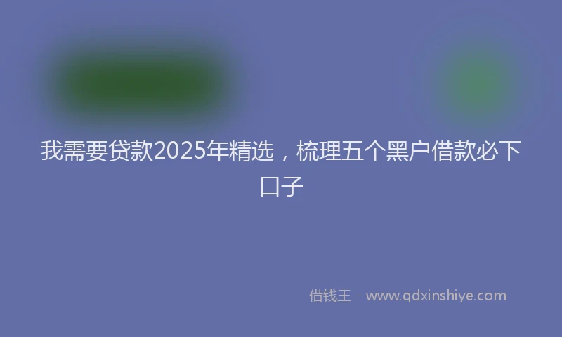 我需要贷款2025年精选，梳理五个黑户借款必下口子