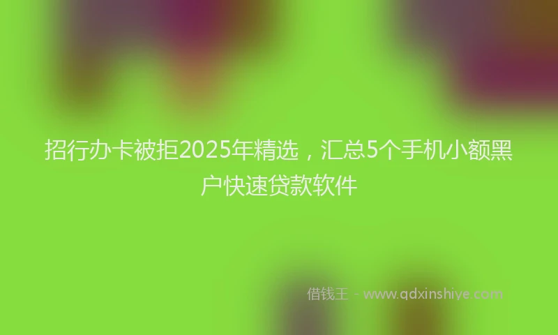 招行办卡被拒2025年精选，汇总5个手机小额黑户快速贷款软件
