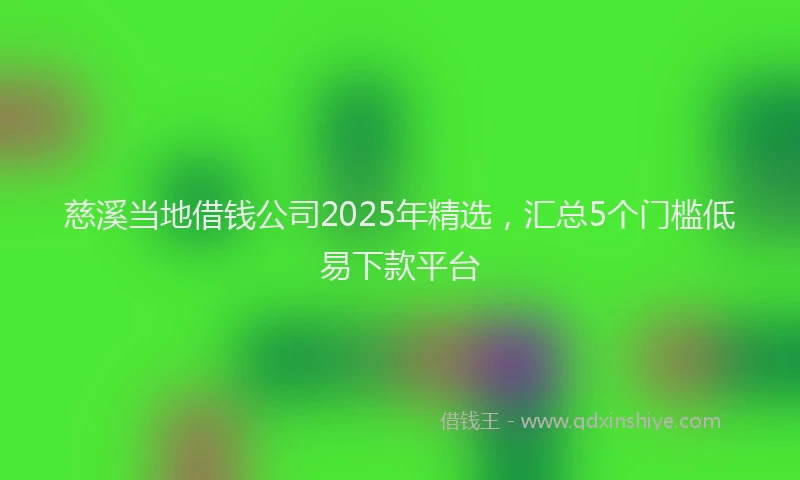 慈溪当地借钱公司2025年精选，汇总5个门槛低易下款平台