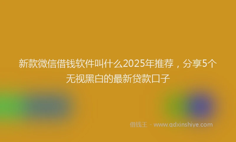 新款微信借钱软件叫什么2025年推荐，分享5个无视黑白的最新贷款口子