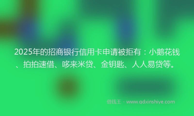 2025年的招商银行信用卡申请被拒有：小鹅花钱、拍拍速借、哆来米贷、金钥匙、人人易贷等。