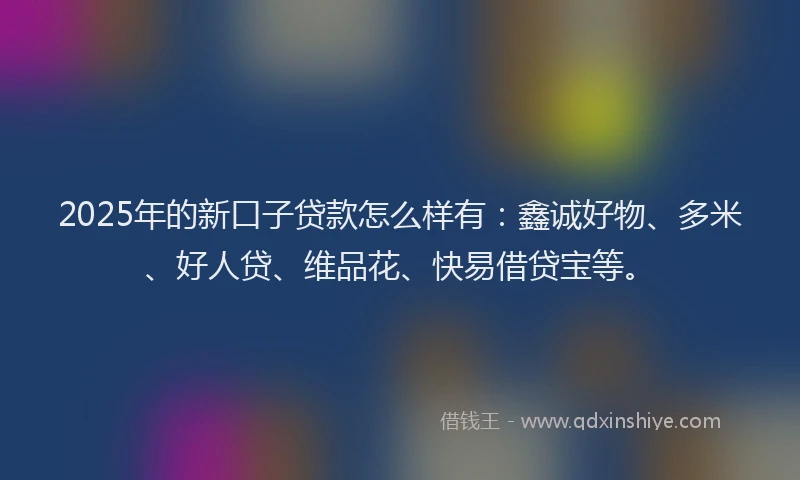 2025年的新口子贷款怎么样有：鑫诚好物、多米、好人贷、维品花、快易借贷宝等。