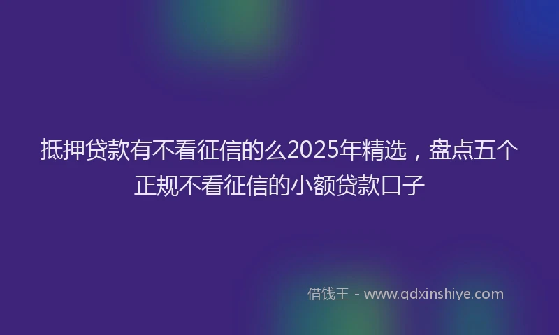 抵押贷款有不看征信的么2025年精选，盘点五个正规不看征信的小额贷款口子