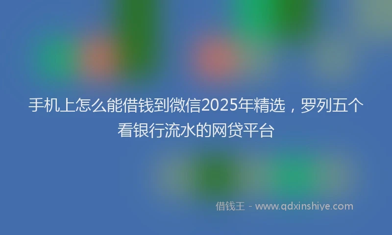 手机上怎么能借钱到微信2025年精选，罗列五个看银行流水的网贷平台