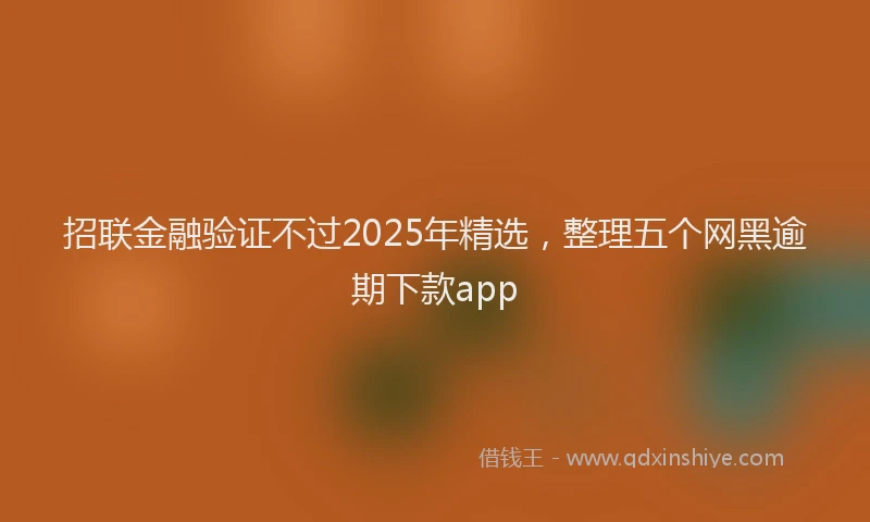 招联金融验证不过2025年精选，整理五个网黑逾期下款app