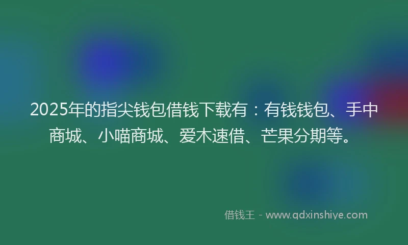 2025年的指尖钱包借钱下载有：有钱钱包、手中商城、小喵商城、爱木速借、芒果分期等。