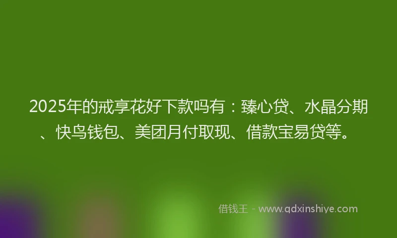2025年的戒享花好下款吗有：臻心贷、水晶分期、快鸟钱包、美团月付取现、借款宝易贷等。