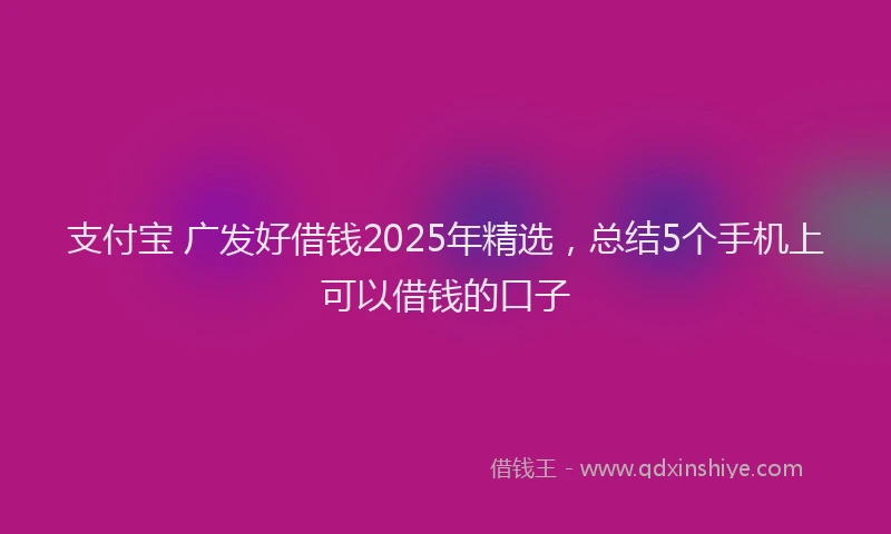 支付宝 广发好借钱2025年精选，总结5个手机上可以借钱的口子