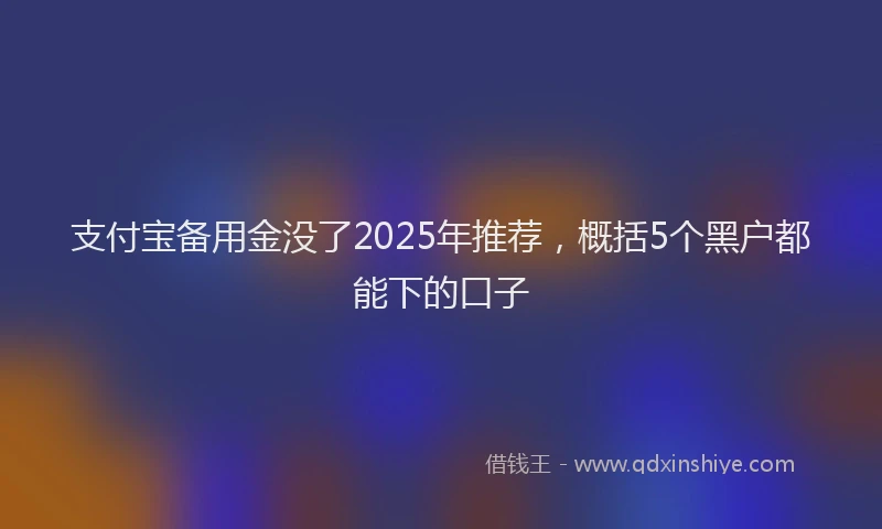 支付宝备用金没了2025年推荐，概括5个黑户都能下的口子
