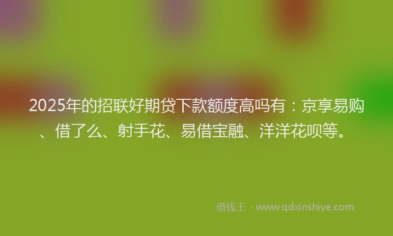 2025年的招联好期贷下款额度高吗有：京享易购、借了么、射手花、易借宝融、洋洋花呗等。