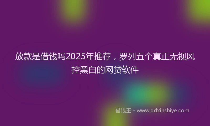 放款是借钱吗2025年推荐，罗列五个真正无视风控黑白的网贷软件