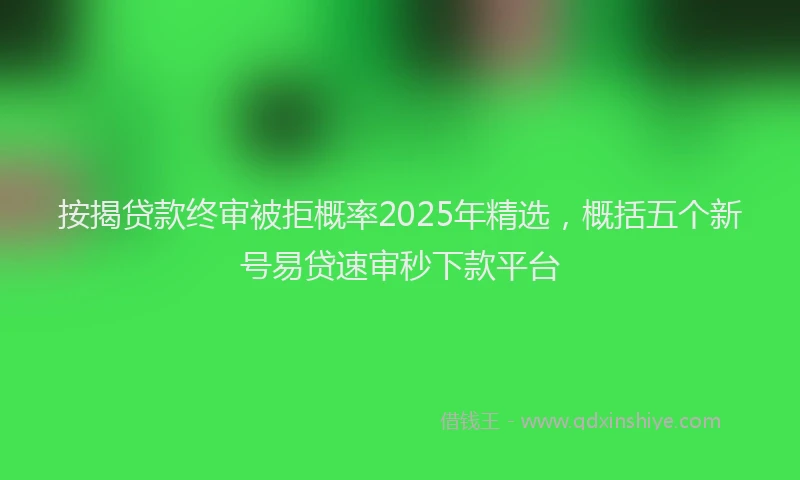 按揭贷款终审被拒概率2025年精选，概括五个新号易贷速审秒下款平台